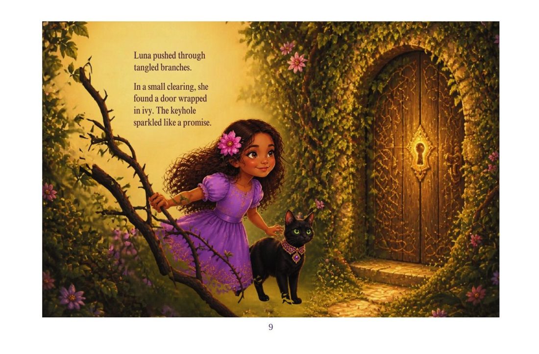 Luna finds a door wrapped in ivy